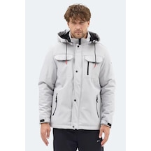 Slazenger Gleam Erkek Kapüşonlu Taş Gri Mont & Kaban Çok Renkli