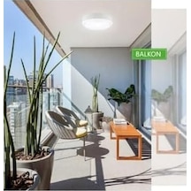Banyo Tavan Lambası 20w Yuvarlak Beyaz Balkon Lambası 6400k Beyaz Led Işık Teras Duvar Lambası Beyaz Acı Kahve