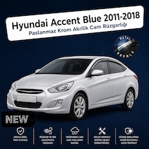 Paslanmaz Krom Akrilik Cam Rüzgarlığı Hyundai Accent Blue 2011-2018 İle Uyumlu Chr-1-009-007