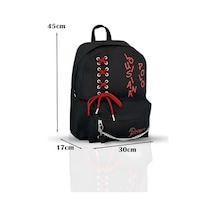 Polo Laptop Bölmeli Okul Çantası Siyah Kırmızı 1141 4296