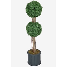 Yapay Çiçek Deposu Oval Çıtalı Saksıda Yapay 2 Katlı Şimşir Ağacı 110 Cm