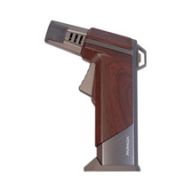 Parmida Tek Torch Pürmüz Ahşap Desenli Gunmetal Masa Tipi Metal Puro Çakmağı - Tr9237