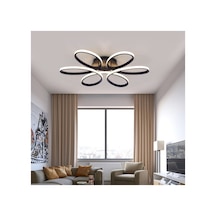 Dekorasyon Papatya Model Led 50cm, Tavan Lambası, Modern Aydınlatma, Dekoratif Şık Avize Siyah
