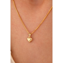 Sefa Gold 14 Ayar Altın Kalp Küp Zincir Kolye