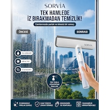 Spreyli Cam Silme Aparatı Mikrofiber Cam Sileceği Çekçekli Pencere Ayna Duşakabin Fayans Temizleyici Beyaz