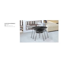 Zigon OSM ELİPS Model Metal Çelik Siyah V Ayak Parlak Siyah mermer Desen Mdf Tabla El Yapım