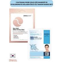Dermal 3 Katmanlı Rose Gold Göz Maskesi + Hyaluronate Kolajen Özlü Cilt Bakım Maskesi
