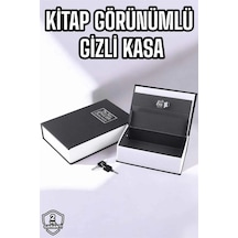 Mey İthalat Büyük Boy Anahtarlı Kitap Görünümlü Gizli Kasa Çelik Kasa Altın Kasası