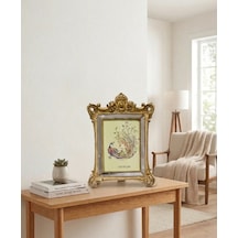 Taçlı Barok Aynalı Fotoğraf Çerçevesi Eskitme Altın / Gold 13x18 Cm