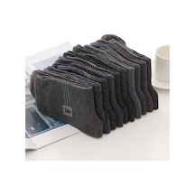 Erkek Kış Kalın Sıcak Şerit Yün Çorap Rahat İş Erkek Çorap - 5 Çift Siyah Erkek Kış Kalın Sıcak Şerit Yün Çorap Rahat İş Erkek Çorap - 5 Çift Siyah