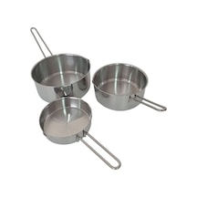 3 Parça Sütlük Ve Sos Tavası Yumurta Haşlama Tencere Seti 430 Paslanmaz Metalik