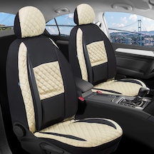 Audi E-tron Gt Deri Detaylı Oto Koltuk Kılıfı Ön Arka Set Alpine Siyah Bej Şhn