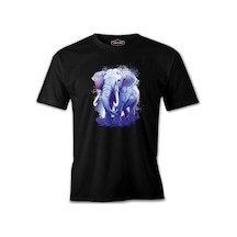 Purple Elephant Walking Siyah Erkek Tshirt 001