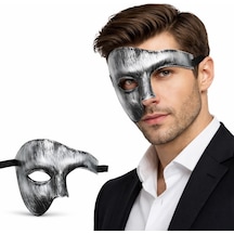 Antik Eskitme Gümüş Erkek Yarım Maske - Phantom & Balo Maskesi Diğer