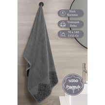 Pamuk Tekli Havlu Jakarlı Karna Home Klover - 70 X 140 Gri