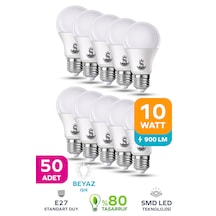 10w Tasarruflu Beyaz Renk Led Ampul-1-2-4-6-8-10-50-100 Adettir 50 Adet