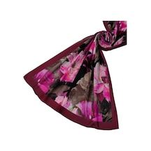 Mim Eşarp Emproyal Organik Pamuk Çiçek Desen Şal 75x190 Cm Bordo- Fuşya - Kahve