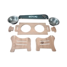 Realwood Özel İsim Baskılı Ahşap Kademeli Eğimli Kedi Köpek Kasesi