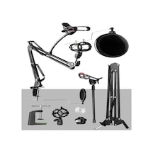 Set-01 - Trust 20378 için Mikrofon Standı + Pop Filtre Shock Moun