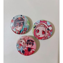 Hanako Nene Anime Buton Rozet 37mm 3 Adet Altın - Beyaz - Siyah