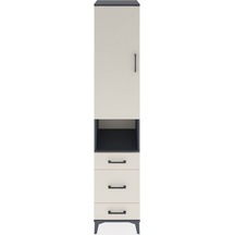 Hyperion Dolap 4 Raflı 3 Çekmeceli Tek Kapaklı 44x44x221 Antrasit-aytaşı Antrasit