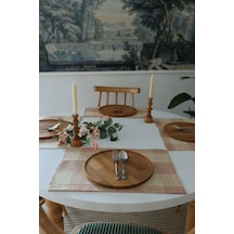 Yakacihome Juta Kırmızı 5 Parça 4 Parça Amerikan Servis & 1 Parça Püsküllü Runner Jüt Kumaş Sofra Seti Kırmızı