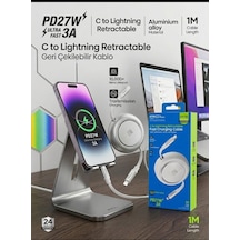 Acl Ack-121: 27w Pd Geri Çekilebilir Type-c Lightning Kablo - Lisinya