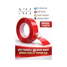Çift Taraflı Silikon Bant İz Bırakmaz Şeffaf Bant Süper Güçlü Duvar Çerçeve Taşıyıcı 50 Mm X 2 M