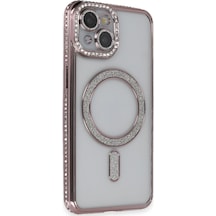 Apple iPhone Uyumlu - 13 Kılıf Joke Simli Magneticsafe Kılıf - Pembe