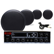 4 Lü Siyah Tavan Hoparlör Paketi Mağaza Anons Müzik Sistemi