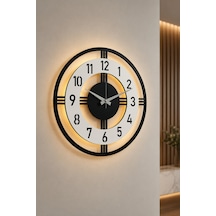Pey Aksesuar Işıklı Ahşap Duvar Saati 48 Cm Dekoratif Modern Tasarım Beyaz