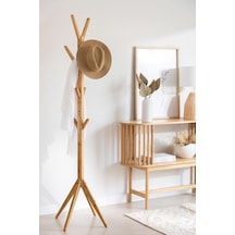 Digithome Bambu Portmanto Askılık 8'li Modern Vestiyer Ayaklı Askılık Ahşap Elbise Askısı Db-0026 Kahverengi