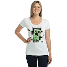 Bant Giyim - Minecraft Oyun Beyaz Kadın T-Shirt Tişört