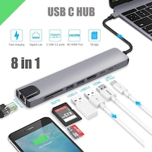 Apple Uyumlu MacBook Pro Air 8In1 Samsung Huawei Xiaomi Type-C Çoğaltıcı Hub