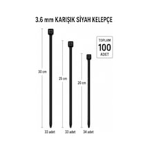 Plastik Kelepçe, Cırt Kelepçe, Kablo Bağı Seti, 100 Adet,karışık Boy 20 Cm, 25 Cm, 30 Cm , 3.6 Mm, Kablo Düzen Genel