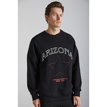 Grimelange Domagoj Erkek Organik Pamuklu Western Baskılı Bisiklet Yaka Oversize Siyah Sweatshirt Grimelange Domagoj Erkek Organik Pamuklu Western Baskılı Bisiklet Yaka Oversize Siyah Sweatshirt