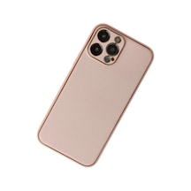 Apple Uyumlu iPhone 13 Pro Max Kılıf Coco Deri Silikon Kapak - Pudra Çok Renkli