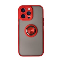 Apple iPhone Uyumlu 14 Pro Max Kılıf Montreal Yüzüklü Silikon Kapak - Kırmızı Bz8683140414016