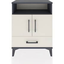 Arges Komodin 3 Raflı Tek Çekmeceli 2 Kapaklı 60x30x80 Antrasit-aytaşı Antrasit