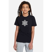 Tshirthane Silhouette Snowflake Baskılı Unisex Çocuk Siyah T-Shirt