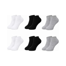 Erkek Bambu Patik Çorap 6 Lı Paket, Siyah Beyaz Gri, Nefes Alan Nem Emici Yumuşak Günlük Spor Bilek Çorabı Diğer
