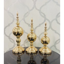 FURKAN DEKORATİF METAL KÜRE GOLD ÜÇLÜ OBJE