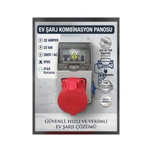 Araç Şarjı Uyumlu 5-32a Trifaze Kombinasyon Panosu Sigortalı Prizli Ve Montajlı - 921422228