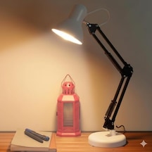 Akrobat Tertial Masa Lambası 360 Hareketli Oynar Başlıklı Metal Gövde, Masa Üstü Çalışma Ve Kitap Okuma Lambası, Sağlam Malzeme İle Uzun Ömürlü Aydınlatma-ev Tipi Ampül Beyaz .