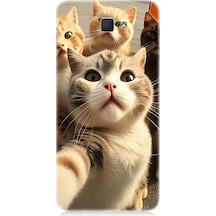 Samsung Galaxy J5 Prime Uyumlu Selfie Kediler Desenli Silikon Kılıf