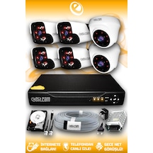 Elitcam 6 Kameralı Panda 2 İç Kamera Set 1 TB HDD Full HD Gece Görüşlü Güvenlik Kamerası Sistemi