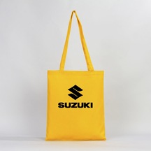 Suzuki Logo Text Black Sarı Gabardin Bez Çanta