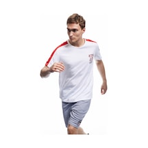 Koton Kısa Kollu Bisiklet Yaka Renk Kontrastlı Arkası Baskılı Oversize Spor Tişört Beyaz 5sam10120nk Beyaz