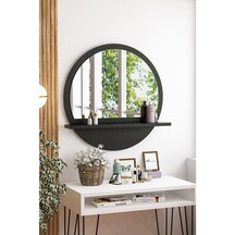 Shall Yuvarlak Ayna Makyaj Aynası 60Cm Ofis Duvar Dekoratif Siya