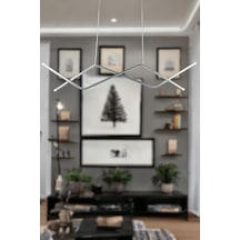 Utku Modern Tasarım Gri Renk Yemek Masası Üstü - Mutfak - Salon Beyaz Led 2 Li Avize Gri